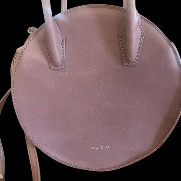 Matt & Nat Purple Round Vegan Crossbody Bag With Dual Handles & Adjustable Strap - Picture 2 of 9